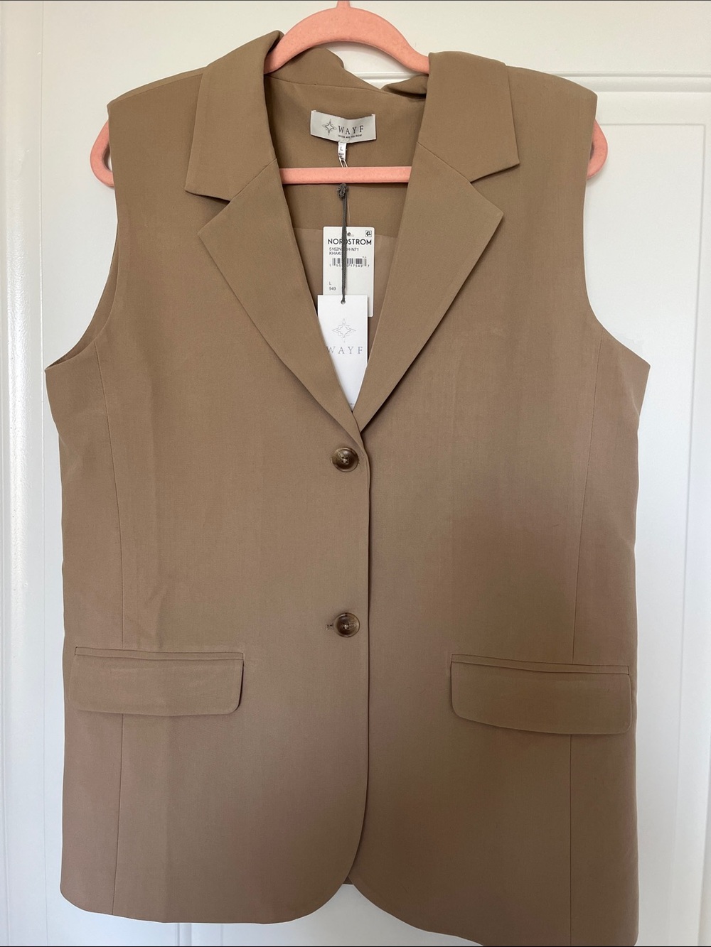 Wayf Sleeveless Blazer Vest in Khaki